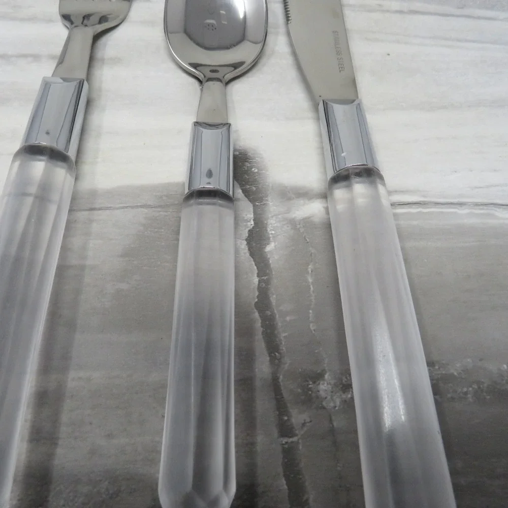 18 Pcs Stanley Roberts CITY LIGHTS‎ Clear SILVERWARE Prism FORK Knife SPOON